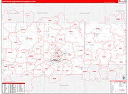 Cedar Rapids Metro Area Wall Map Red Line Style 2026